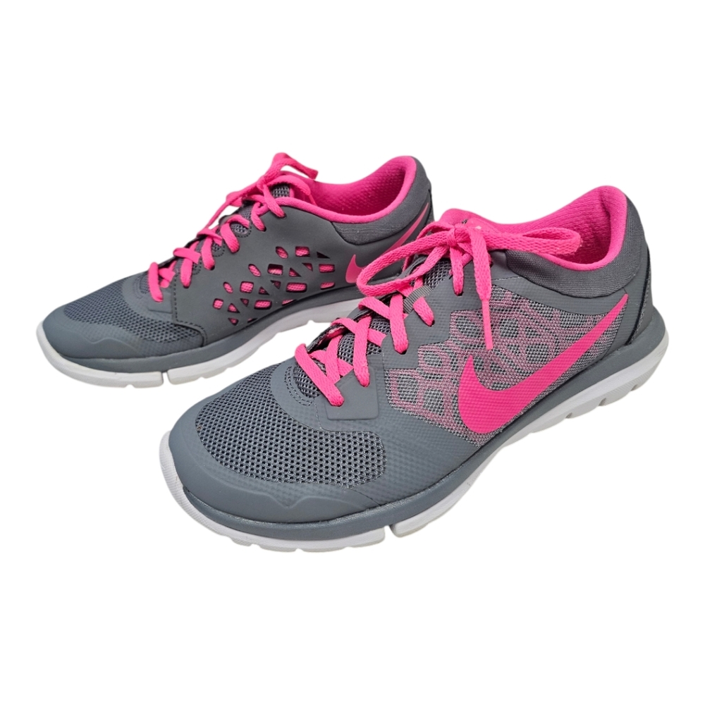 Nike Flex Run Women's Size 8 Gray Pink Running Athletic Shoes